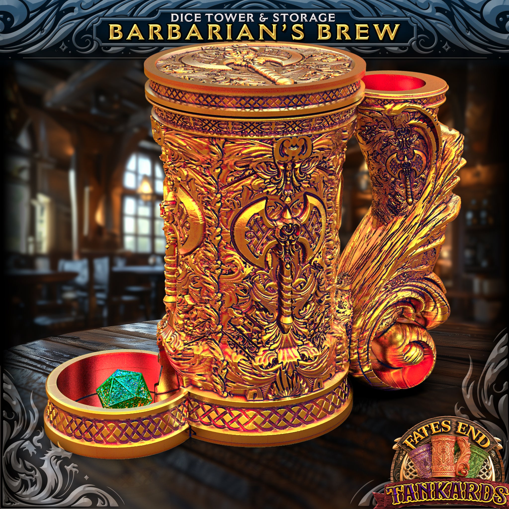 Barbarian Tankard Dice Tower, Tray, and Vault