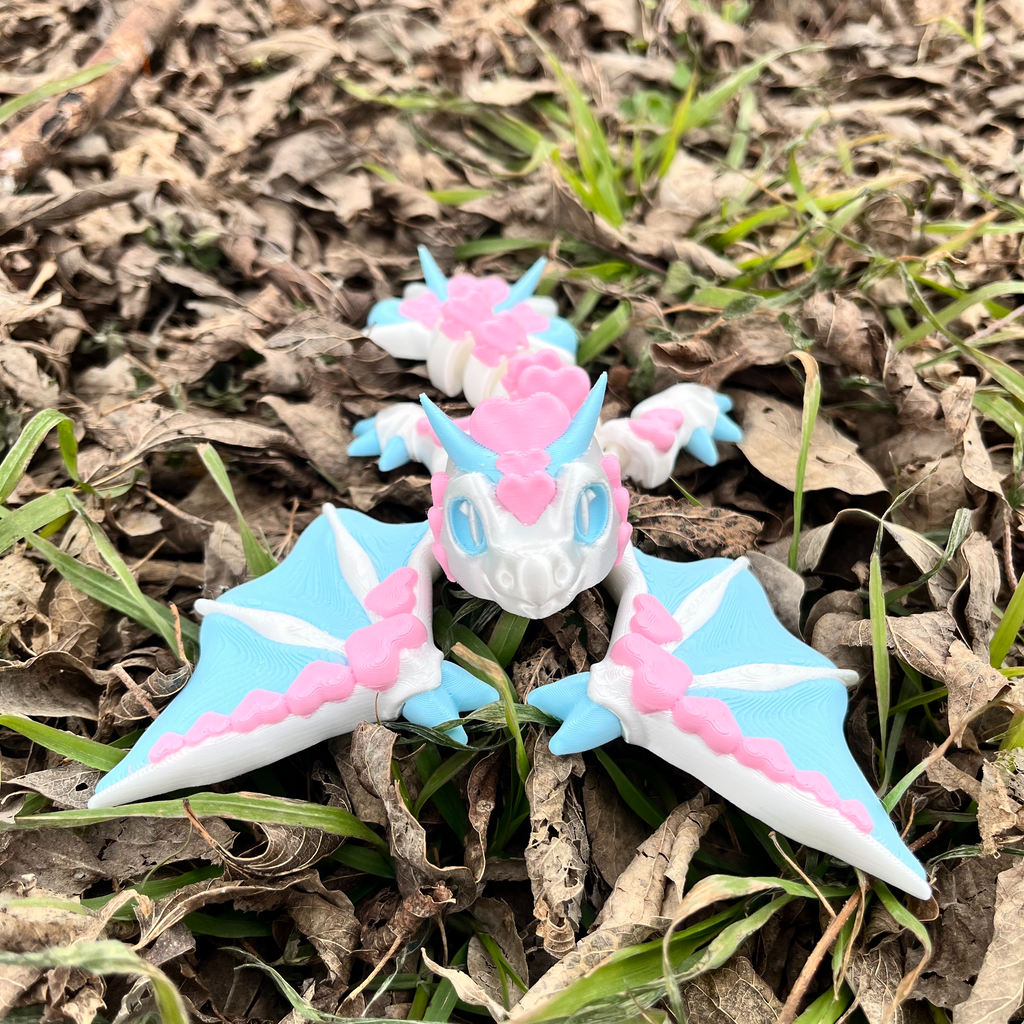 Two Tiny Love Wyverns (Mini)  - Articulated 3D Printed Collectible Dragons