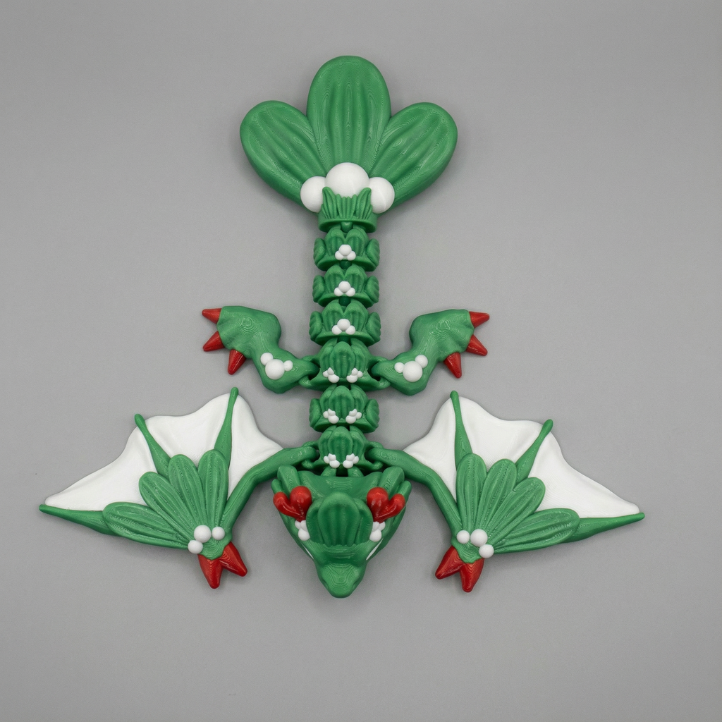 Mistletoe Dragon (Tiny) - Articulated Mistletoe Dragon | 3D Printed Collectible