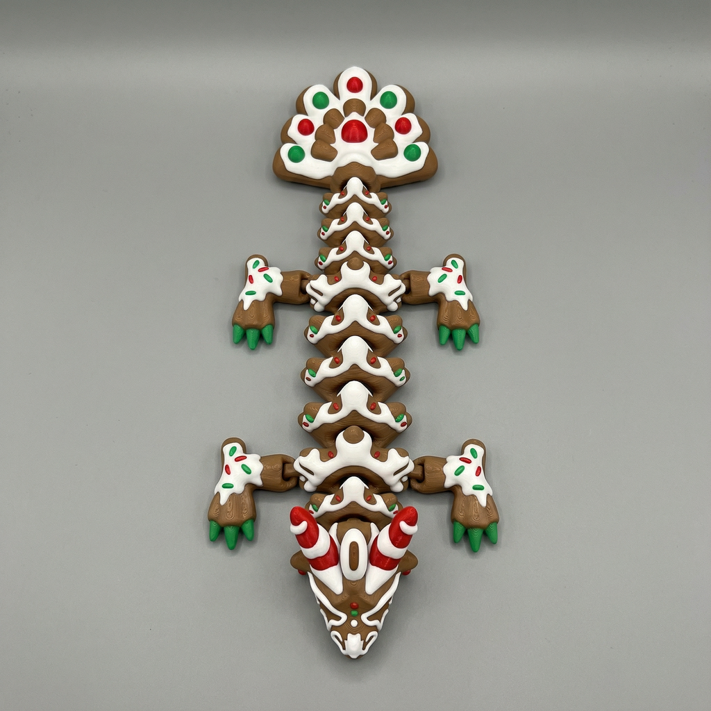 Baby Gingerbread Dragon (Medium) - Articulated Gingerbread Dragon | 3D Printed Collectible