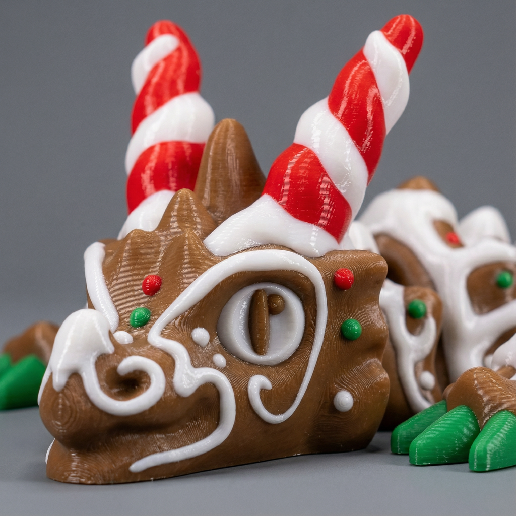 Gingerbread Dragon (Large) - Articulated Gingerbread Dragon | 3D Printed Collectible