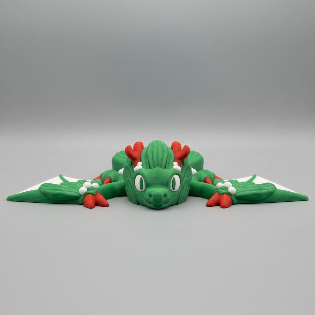 Mistletoe Dragon (Tiny) - Articulated Mistletoe Dragon | 3D Printed Collectible