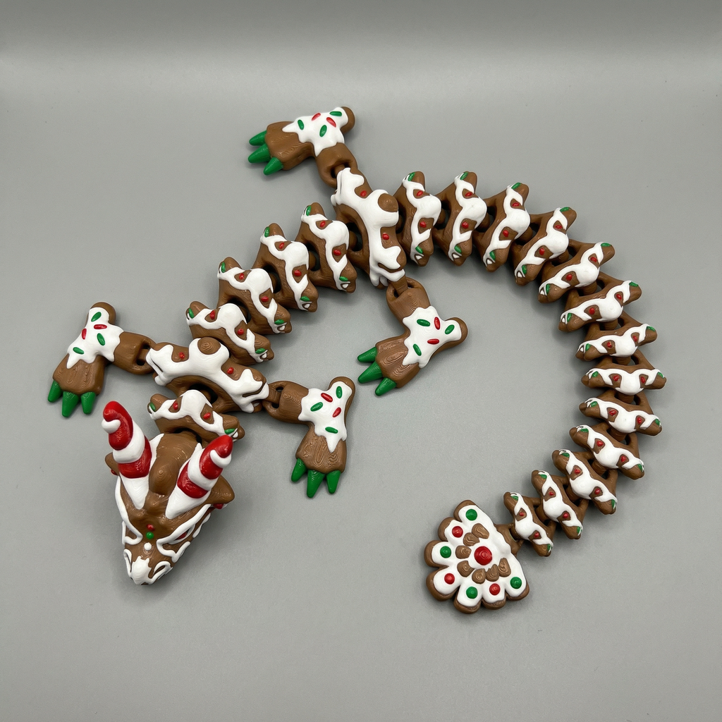 Gingerbread Dragon (Large) - Articulated Gingerbread Dragon | 3D Printed Collectible