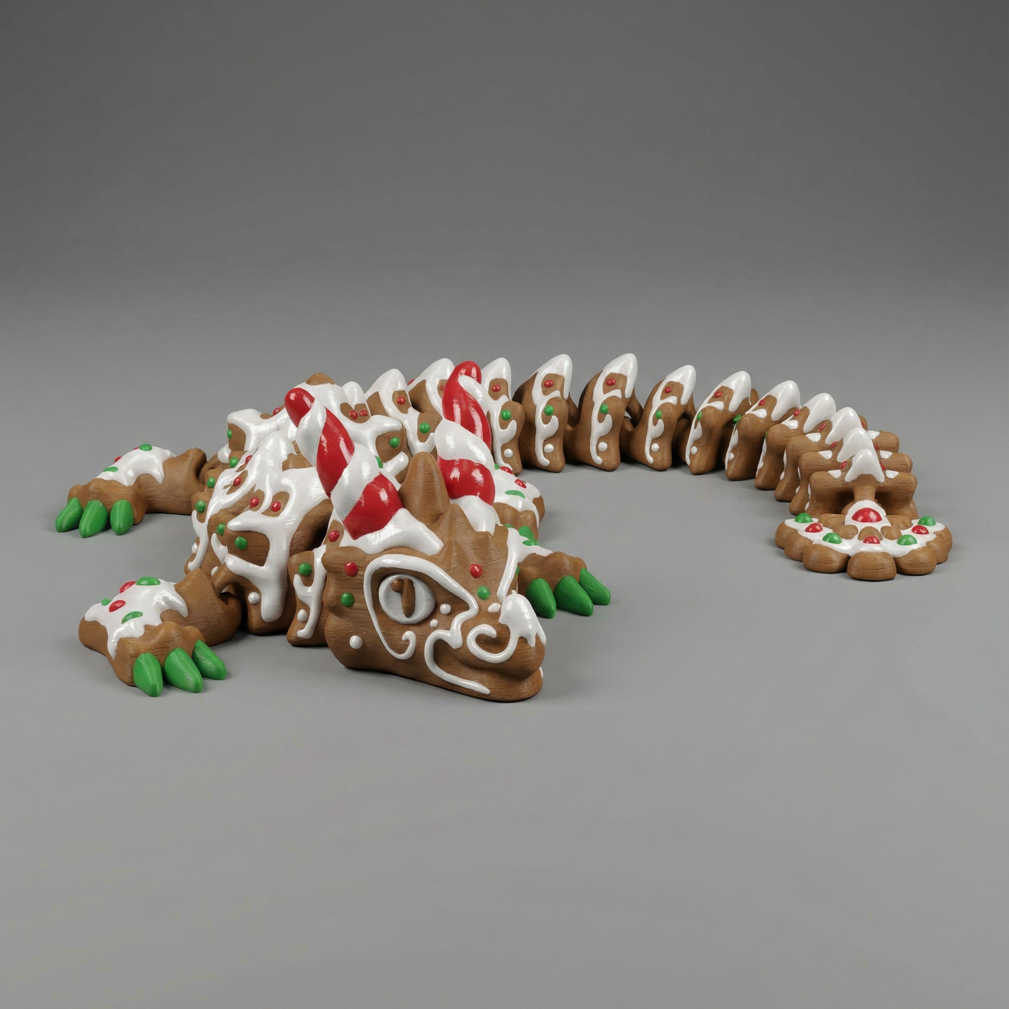 Gingerbread Dragon (Large) - Articulated Gingerbread Dragon | 3D Printed Collectible