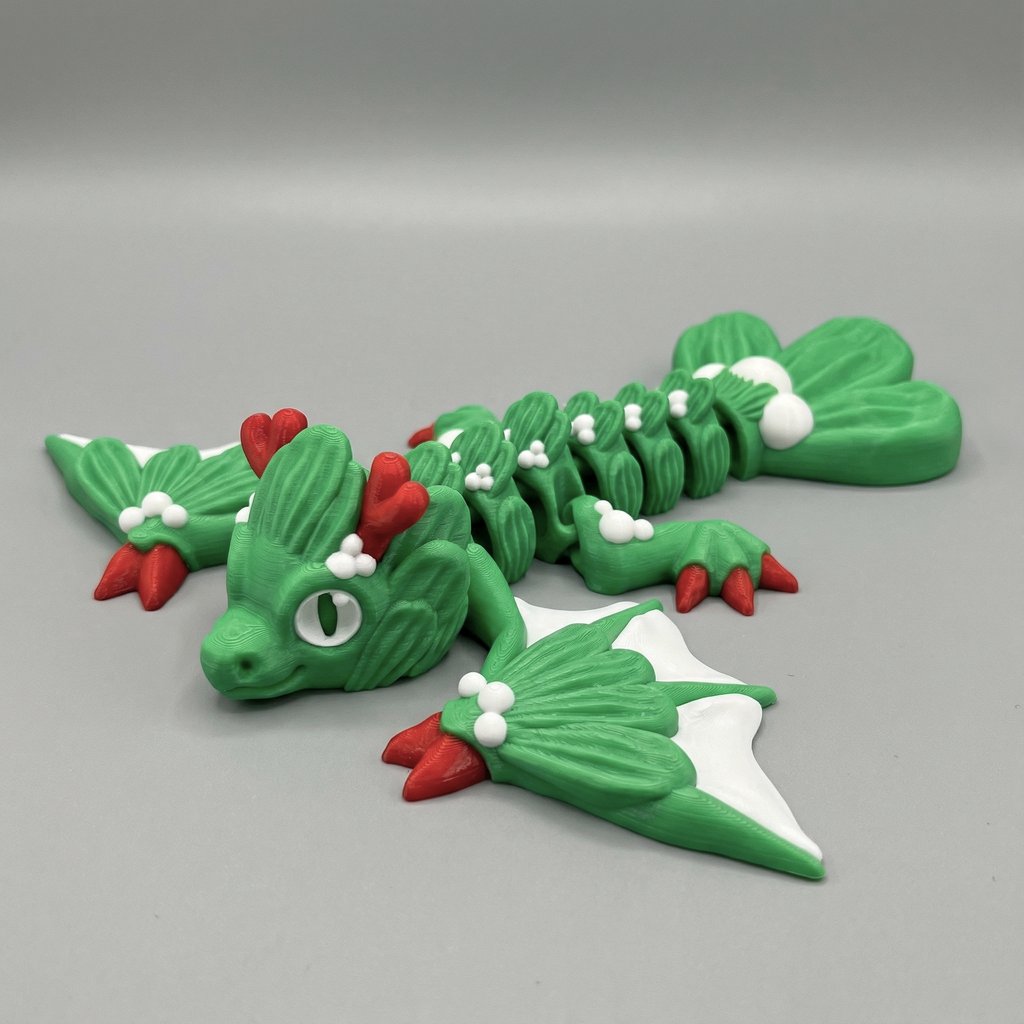 Mistletoe Dragon (Tiny) - Articulated Mistletoe Dragon | 3D Printed Collectible